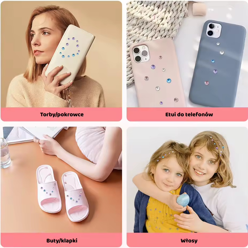 Magiczne Kryształki do Włosów – Zestaw z Aplikatorem + 180 Kryształków GRATIS 💎